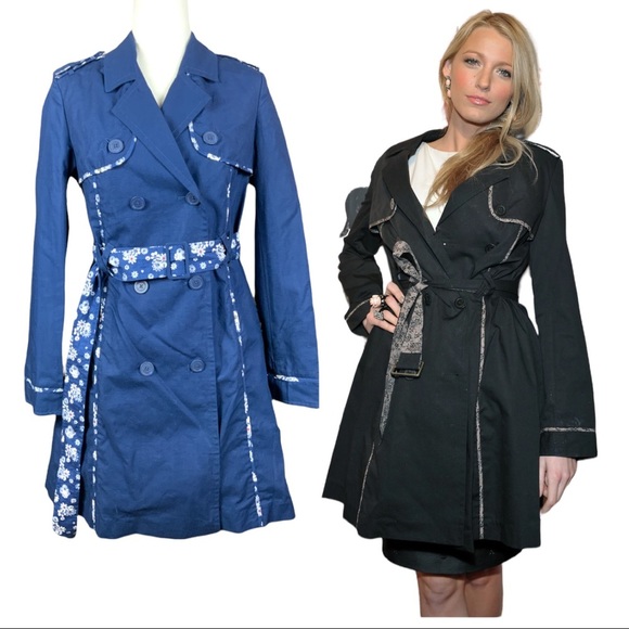 Jason Wo x Target worn by Blake Lively navy Blue double breasted trench coat XS - Picture 2 of 16